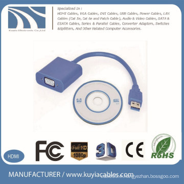Échantillon gratuit VGA bleu à l&#39;adaptateur USB3.0 Adaptateur usb3.0 à vga